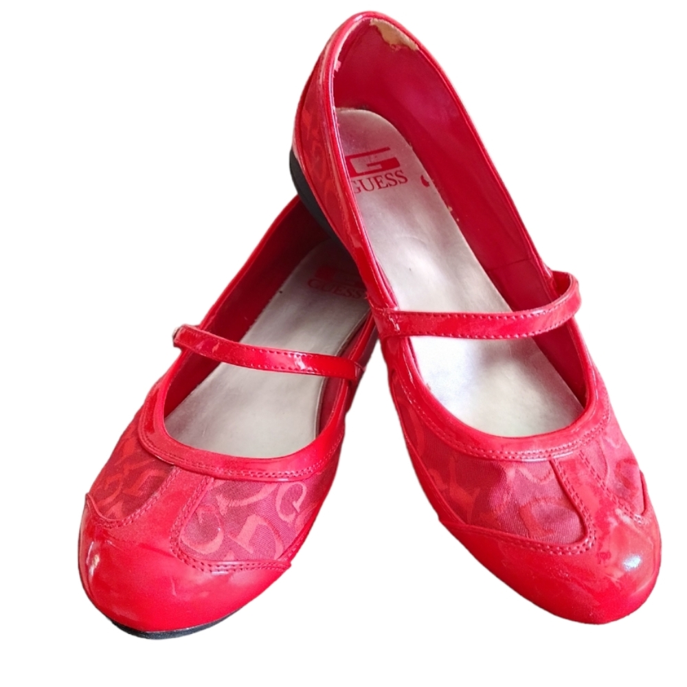 Guess Y2K Red Ballerina Mary Jane Isabelle Slip-on Flats Ballet Shoe Size 8.…